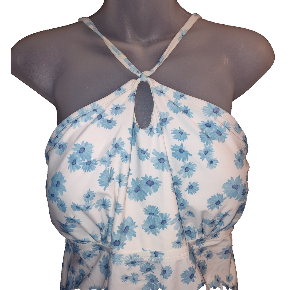 True Craft Women’s White Sleeveless Floral Print Halter Dress Size 1X BG23 - Picture 3 of 4